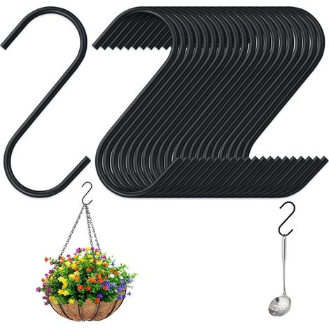 20 - Crochet En S - Acier Inoxydable - Suspension Cuisine Salle De Bain - Double Extrémité Résistant Corrosion - Noir - 6cm