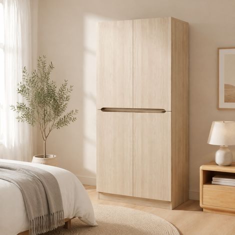 Armadio guardaroba 70 x 40 x 170 cm con doppia porta e scomparto, colore legno (1/5)