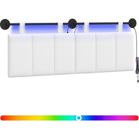 Cabecero colgante Con luz LED Blanco Tela vidaXL