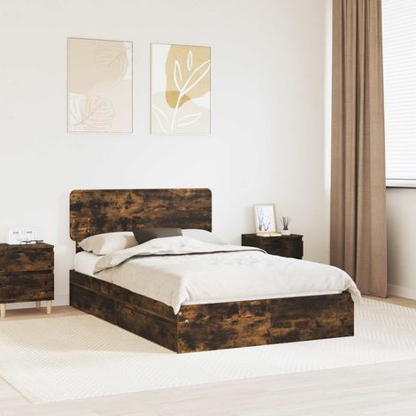 Aufbewahrungsbett Geräucherte Eiche 135 x 190 cm Holzwerkstoff