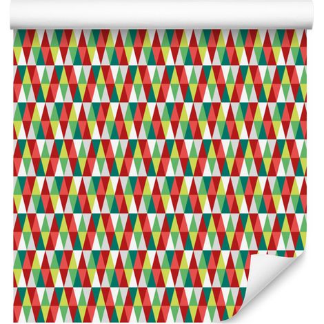 Papier peint à motifs de triangles rouges et corail pour salon et chambre 50x1000 cm (1/5)