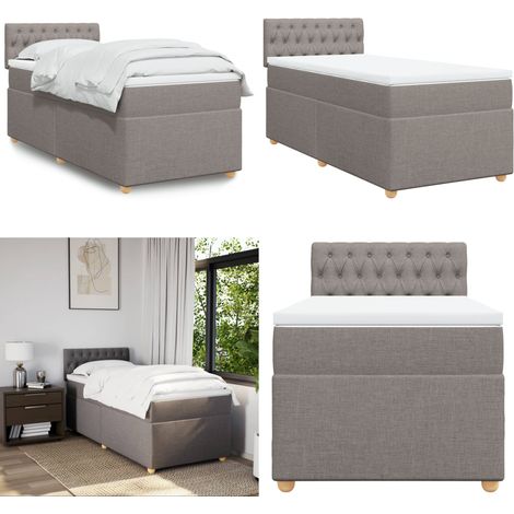 Boxspringbett mit Matratze Taupe 90x190 cm Stoff - Boxspringbett - Doppelbett - Bettenrahmen - Schlafsystem - Tapete - Home & Living (1/5)