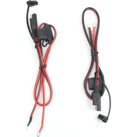 FOXSUR 2Pcs Sae Chargeur de Batterie de Moto Câble de Charge Sae Déconnexion Rapide Fiche À Fusible de Borne À Anneau 12V (1/4)
