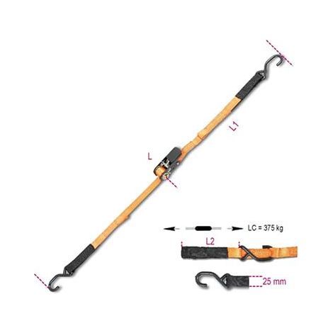 CINGHIA A TRAZIONE 2 GANCI+ASOLE+CRIC 8188CG ROBUR - L.MT 5 H.MM 25 KG 400- 2 pezzi