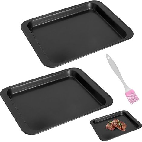 2 plaques de cuisson 24 × 18 × 2 cm, antiadhésives, avec pinceau (1/5)