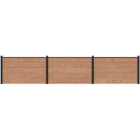 vidaXL Panneau de clôture 3 pcs WPC et Aluminium Marron