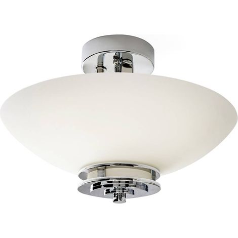 Plafonnier lampe salon lumière acier chrome D 38,1 cm 3 flammes (1/5)