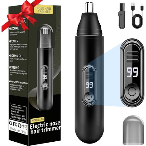 Tondeuse Nez, Coupe Poils Nez et Oreilles USB Rechargeable LCD Écran, IPX7 Tondeuse Oreilles, Rasoir Nose pour Hommes et Femmes (1/5)