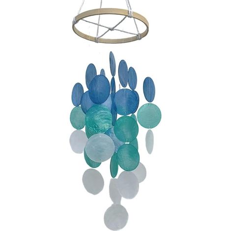 Carillon à vent en coquillage côtier fabriqué à la main avec des accents nacrés pour produire des sons apaisants, pour améliorer l'ambiance des espaces For Tranquil comme les jardins et les maisons