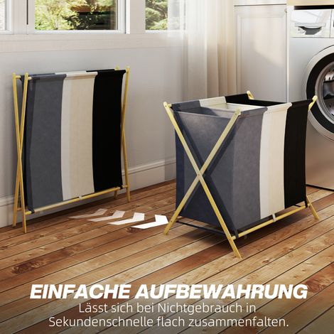 Panier à linge 3 compartiments 129L pliable collecteur de linge sale pour buanderie chambre multicolore (1/4)