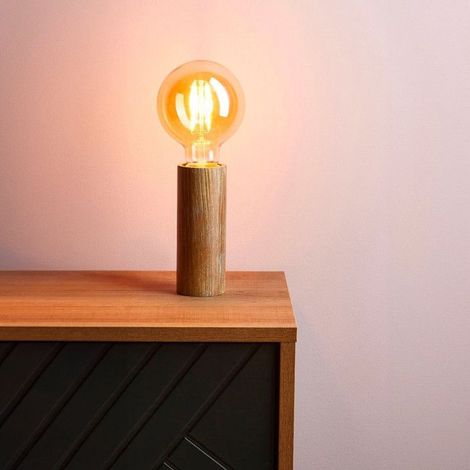 Lampe à poser - Bois - Marron - Forme de tube - 14cm de hauteur - Déco (1/3)