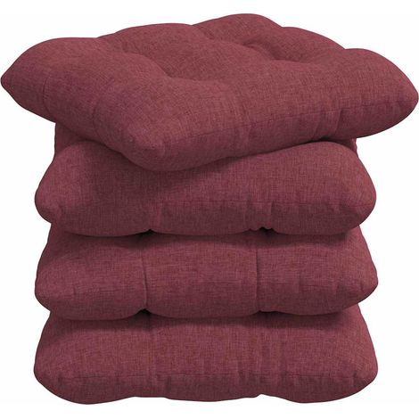Seat Cushions 4 pcs Wine Red 40 x 40 x 12 cm Fabric vidaXL