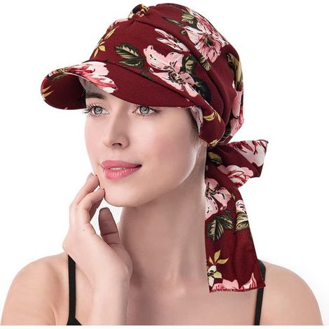 Pañuelo suave y sedoso — Adecuado para todos los peinados — Turbante con estampado floral — Pañuelo que cubre un moño — Con borde (1/4)