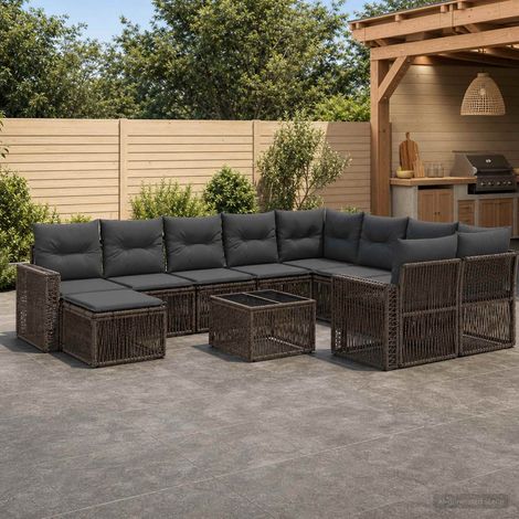 vidaXL Set Divano da Giardino 11 pz Grigio polyrattan (1/5)