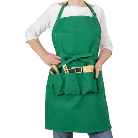 Tablier Long en Coton Épais 400g sur m2 5 Poches Renforcées Lavable Taille Unique Jardinage Bricolage Cuisine (1/4)