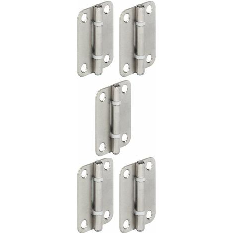 cerniere in acciaio nichelato per porte scorrevoli a libro, forma a lama arrotondata, perno rivettato e cuscinetti lisci in plastica, adatte per mobili/armadi, 40 x 30 mm