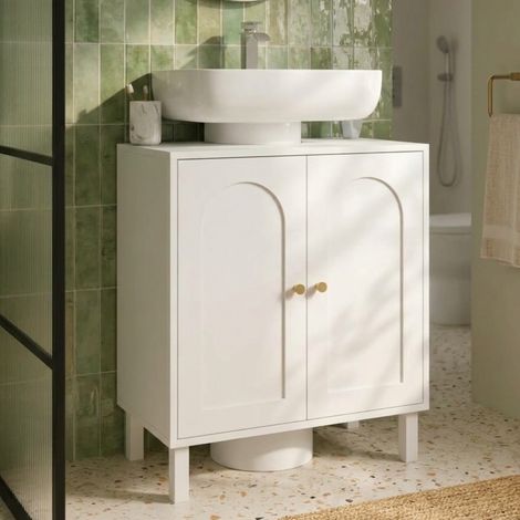 ARSENE mueble bajo de baño con diseño de arco de madera blanco