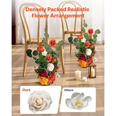 Composition Florale Artificielle Autoportante, Lot de 4, Fleurs Artificielles pour Décoration d'Allée de Mariage, Centre de Table,… (1/5)