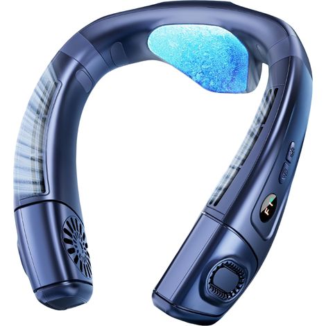 cou-worn climatiseur portable ventilateur avec 360-degré flux d’air, semiconductor dissipation de chaleur, 6000mAh rechargeable batterie, 2-dans-1 à (1/5)