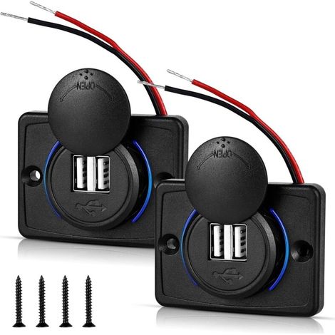 12V USB-Buchse, Dual 12V USB-Anschluss, 3,1A USB-Autoladegerät, Kfz-USB-Ladegerät für Auto, Boot, Wohnmobil, LKW, SUV, Motorrad (2 Stück)