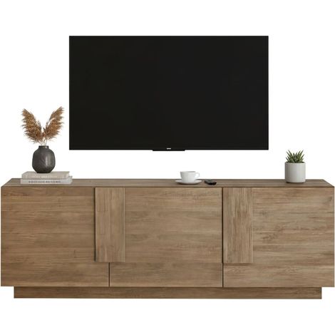 TV-Schrank Vergonte, 3 Regale, Made in Italy, 6 Fächer, 182x44x63h cm, Eichenbraun mit Grifföffnung