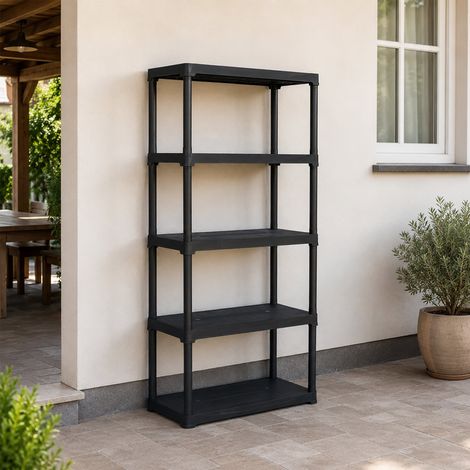 Dmora Estante de 3 albergues en polipropileno, Estantes multiusos para interiores o exteriores, 100% Made in Italy, cm 80x40h176, color antracita (1/3)