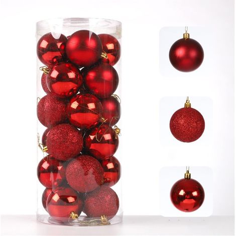 Lot de 24 boules de Noël rouges et dorées, pendentifs pour sapin de Noël (1/5)