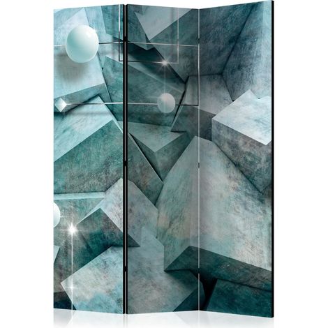 Paravento - Concrete Cubes (Green) [Room Dividers] - 135x172 (1/4)