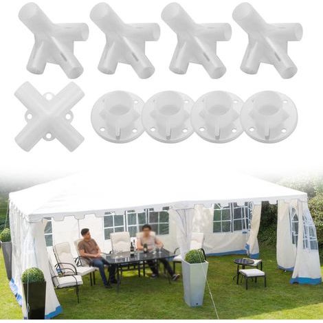 5 Zeltverbinder + 4 Ersatzteile für Abdeckungen, Mittelverbinder, Eckfüße für Zelte und Überdachungen – ideal für Zuhause, Camping und Outdoor-Aktivitäten. (1/5)