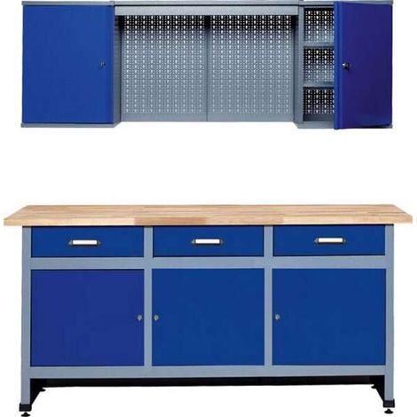 Kupper – Établi-set 704217 170 x 60 x 84 cm – Élément haut 160 x 60 x 20 cm – 3 tiroirs et 3 portes – Pour espaces de travail organisés