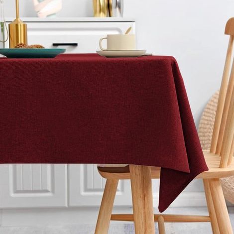 Nappe rectangulaire en lin, 110 x 160 cm. Nappe de haute qualité, résistante aux taches et imperméable, idéale pour les buffets. Caractéristiques : blanc éclatant (1/5)