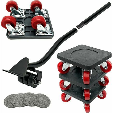 Furniture mover, heavy-duty furniture casters, 360° swivel casters and lifting bar, load capacity up to 400 kg -