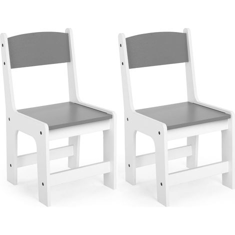 Lot de 2 chaises pour Enfant, 52 x 32 x 29 cm, jusqu'à 80 kg, pour à partir de 2 Ans, avec Repose-Pieds et Dossier incurvé, pour Chambre d'enfant, école, Salon de Jardin, Gris (1/5)