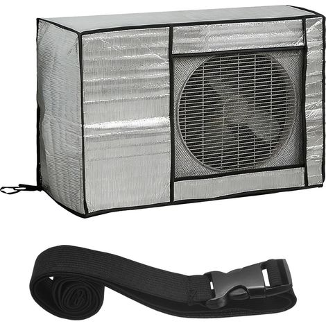Housse de protection pour climatiseur extérieur en polyester enduit imperméable à l'eau et à la poussière pour unité extérieure argenté (1/5)