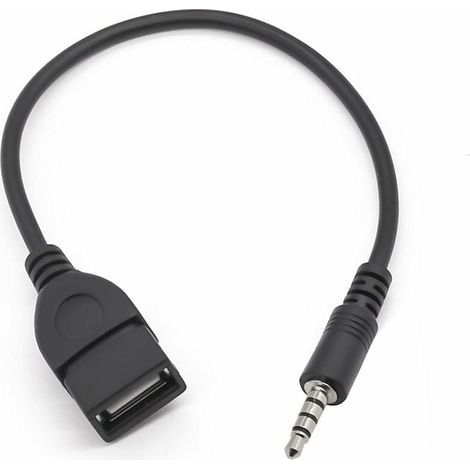 Adaptador USB a jack, convertidor de audio estéreo USB 2.0 a jack de 3,5 mm, cable de conexión USB para música, apto para radios de coche, reproductores de CD de audio, etc. (Se requiere función de de (1/5)