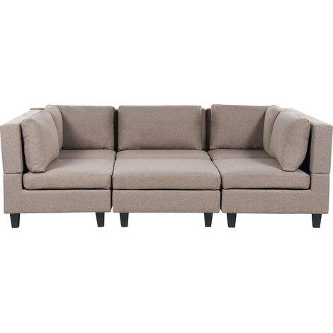 Sofá modular moderno 5 plazas tapizado tela poliéster respaldo acolchado con otomana forma de U marrón Unstad