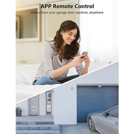 Ouvre-Porte de Garage Connecté WiFi, Interrupteur de Porte de Garage Intelligent WiFi Compatible avec Google Home, Contrôlé à Distance, Fonction de Minuterie et de Partage par L'APP Gratuite (1/5)