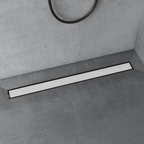 doporro Caniveau de Douche Italienne Extra Plate Chromé en Inox 100 cm Drain de Sol à Carreler avec Siphon et Filtre KE110