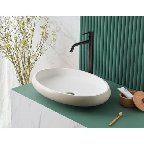 Lavabo ovalado para encimera en Sanydur ESLIDA  60 x 40 cm