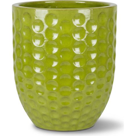 Provencelia Merovee 55x65cm, pot grande taille d'extérieur fait main en terre cuite émaillée, résistant au gel, vert olive