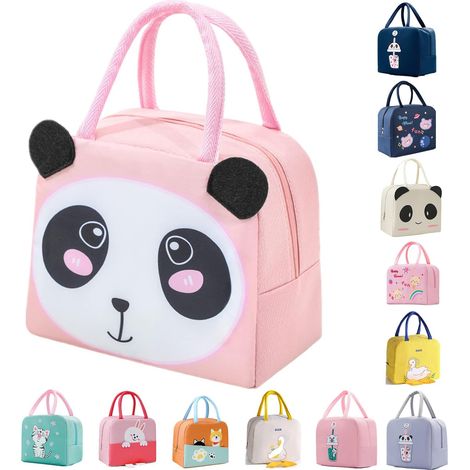Boîte à Lunch Isolée Panda Poudre - Carton Mignon Réutilisable et Imperméable - Pliable pour Femmes/Enfants - Design Adorable (1/5)