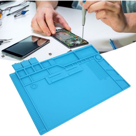 Tapis de travail magnétique isolant thermique et résistant aux hautes températures pour la réparation d'ordinateurs et de téléphones portables, tapis de table de soudage pour pistolet à air chaud et f (1/5)