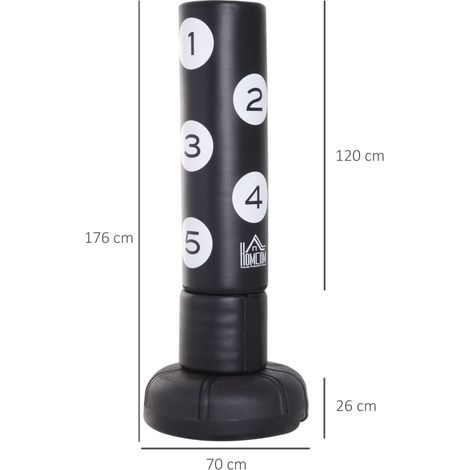 Sacco da boxe autoportante con base e pad in plastica, 176 cm, nero, MODENUIT (1/4)