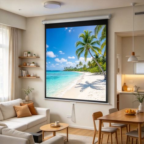 Écran projection 162,5x162,5 cm 1:1, 4K HD, blanc, cinémas maison (1/5)