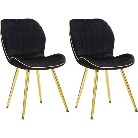 Set 2 Sedie Paris Space Nera e Oro 46x58x77 cm in Legno e Ferro (1/5)