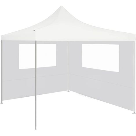 vidaXL Pared lateral de cenador con ventanas blanco 4x2 m (1/2)