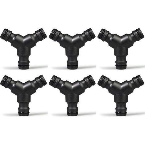 Raccord rapide en plastique pour tuyau d'arrosage (3 voies), connecteur en Y, lot de 6