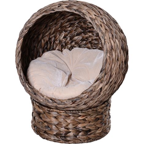 Panier chat jacinthe eau coussin lit animal 50x42x60 cm marron beige