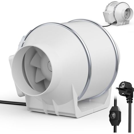 Ventilateur de conduit de 4 pouces, ventilateur d'extraction en ligne avec débit d'air de 310 m³/h contrôle de vitesse variable faible bruit ventilateur d'air pour conduit (1/5)