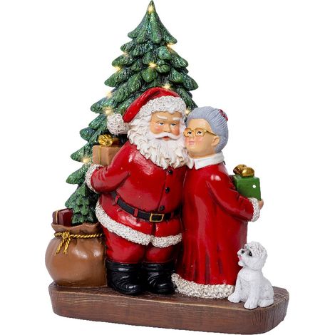 Lumineo Batterie Micro-LED Weihnachtsmann mit Großmutter 16 Lichter 24,5 cm - warmweiß